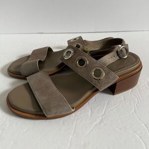 Tan Low Heel Leather Sandals Flats Women Size EU 37